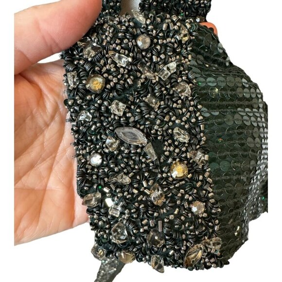 Haute Hippie Emerald Sequin Long Cape - Picture 11 of 15